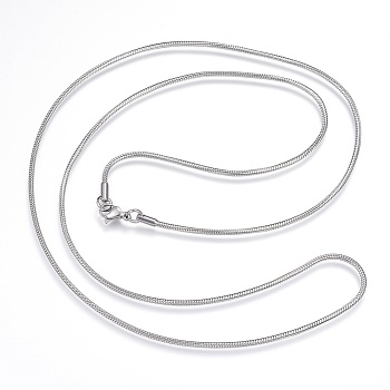 304 Stainless Steel Snake Chain Necklaces, with Lobster Claw Clasps, Stainless Steel Color, 29.9 inch(76cm), 2mm