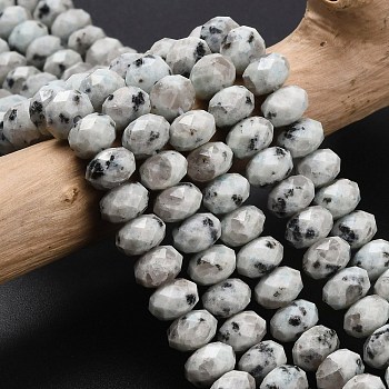 Natural Sesame Jasper Beads Strands, Faceted, Rondelle, 8x5.5mm, Hole: 1.2mm, about 69pcs/strand, 15.16''(38.5cm)