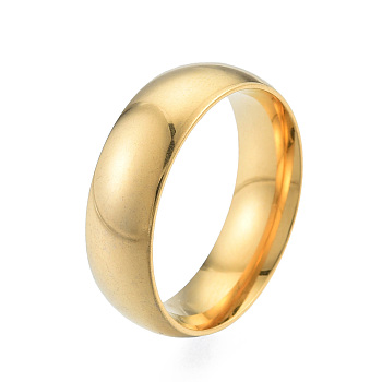 201 Stainless Steel Plain Band Finger Ring for Women, Light Gold, Inner Diameter: 17mm