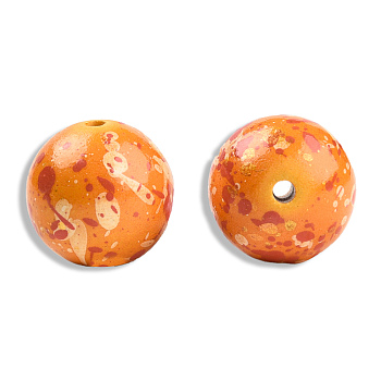 Spray Painted Resin Beads, Round, Dark Orange, 20x19mm, Hole: 2~2.4mm