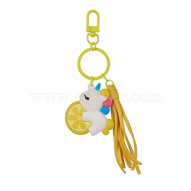 Yellow Unicorn Plastic Keychain
