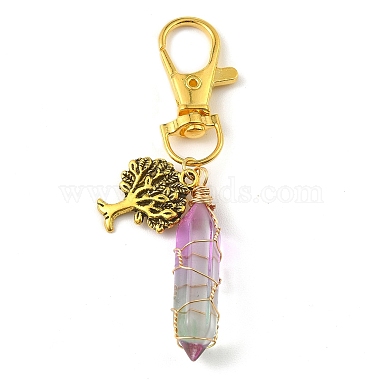 Copper Wire Wrapped Glass Bullet Pendant Decoration(HJEW-JM01186-02)-4