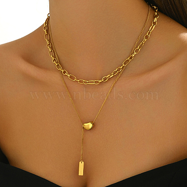 Stainless Steel Double-Layer Y-Shaped Necklaces for Women's Party Music Festival(OH0726)-4