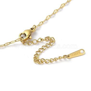 Rectangle with Heart Brass with Rhinestone Pendant Necklaces(NJEW-Z026-05G)-4