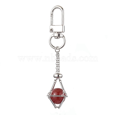 304 Stainless Steel Chain Pouch Natural Gemstone Pendant Decorations(HJEW-JM01889-01)-4