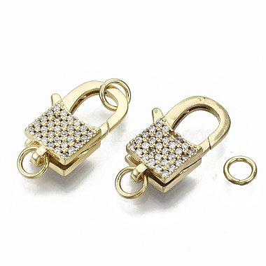 Brass Micro Pave Clear Cubic Zirconia Lobster Claw Clasps(ZIRC-S066-203-NF)-2