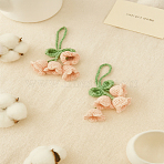2Pcs Lily of the Valley Kintting Cotton Wool Pendant Decorations, for Bag Keychain Car Decorations, Pink, 130~140mm(HJEW-LP0002-93E)