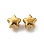 304 Stainless Steel Beads, Star, Ion Plating(IP), Real 18K Gold Plated, 6.5x7x5mm, Hole: 2mm(STAS-V009-03G)