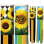 Polyester Windsock Streamer Flag, with Alloy Clasps, Home Outdoors Hanging Decoration, Sunflower Pattern, 1000mm(HJEW-WH0100-007)