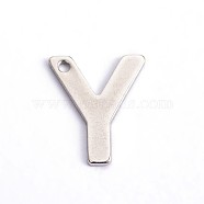 304 Stainless Steel Letter Charms, Letter.Y, 11x9x0.5mm, Hole: 1mm(STAS-O072-Y)