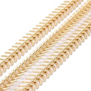 Brass Fishbone Chain, Cadmium Free & Lead Free, Long-Lasting Plated, Unwelded, Real 18K Gold Plated, 6x11x2mm(CHC-E027-01G-02)