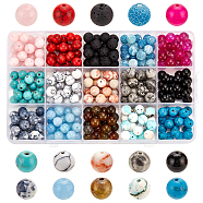 Elite 300Pcs 15 Styles Natural & Synthetic Mixed Gemstone Beads, Round, Mixed Dyed and Undyed, 8~8.5mm, Hole: 1~1.4mm, 20pcs/style(G-PH0002-35)