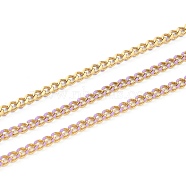 Handmade 304 Stainless Steel Enamel Curb Chains,Golden, with Spool, Unwelded, Long-Lasting Plated, Oval, Lilac, 5x4x1.5mm, , 32.8 Feet(10m)/roll(CHC-M021-67G-11)