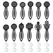 38pcs 14 Styles Zinc Alloy Bookmarks Finding, Bookmarks Settings with Transparent Glass Cabochons, Mixed Shapes, 15.5~92x15.5~29.5x4mm(FIND-NB0005-24)