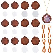 DIY Flat Round Pendant Necklace Making Kit, Including Wood Pendant Cabochon Settings, Glass Cabochons, Camel, 24Pcs/box(DIY-CA0004-84)