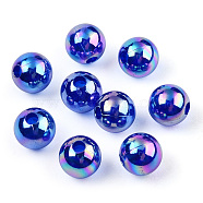 Transparent Acrylic Beads, AB Colors Plated, Round, Dark Blue, 8mm, Hole: 2mm, about 2100pcs/500g(MACR-T046-01D-02)