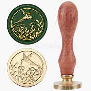 Wax Seal Stamp Set, Sealing Wax Stamp Solid Brass Head,  Wood Handle Retro Brass Stamp Kit Removable, for Envelopes Invitations, Gift Card, Bird, 83x22mm, Stamps: 25x14.5mm(AJEW-WH0208-1199)