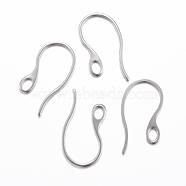 304 Stainless Steel Earring Hooks, Ear Wire, with Horizontal Loop, Stainless Steel Color, 22x11.5x1mm, 18 Gauge, Hole: 2.5x3.5mm(STAS-H383-28P)