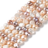 Natural Cultured Freshwater Pearl Beads Strands, Two Sides Polished, PeachPuff, 9~11x9~10.5x5.5~7.5mm, Hole: 0.7mm, about 38pcs/strand, 14.17''~14.29''(36~36.3cm)(PEAR-E018-92)