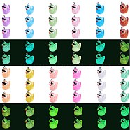 60Pcs 12 Colors Luminous Transparent Resin Pendants, Duck Charms with Glasses, Glow in the Dark, with Stainless Steel Color Tone 304 Stainless Steel Loops, Mixed Color, 19.5x11.5x16mm, Hole: 1.8mm, 5pcs/color(CRES-SZ0001-38)