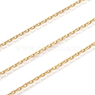 3.28 Feet Ion Plating(IP) 304 Stainless Steel Cable Chains, Diamond Cut Chains, Soldered, Faceted, Oval, Golden, 2x1.4x0.4mm(X-CHS-H009-02G)