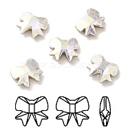 K9 Glass Rhinestone Cabochons, Flat Back & Back Plated, Faceted, Bowknot, Crystal, 10x8.7x3.5mm(RGLA-G017-01B-001TR)