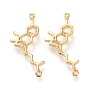 Brass Micro Pave Cubic Zirconia Pendants, Pentazocine Chemistry Formula Charms, Long-Lasting Plated, Clear, Real 18K Gold Plated, 34.5x14.5x2mm, Hole: 1mm(X-ZIRC-F117-06G)