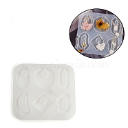 Rhombus Round Oval DIY Pendant Silicone Molds, Resin Casting Coaster Molds, for UV Resin, Epoxy Resin Craft Making, 110x120x12mm, Hole: 2mm, Inner Diameter: 40~45x24~43mm(DIY-E072-04E)