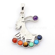 Vintage Chakra Jewelry Gemstone Pendants, with Alloy Findings, Dancer, Platinum, 37x28x4mm, Hole: 5x8mm(G-I114-04)