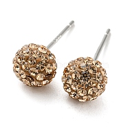 Sexy Valentines Day Gifts for Her 925 Sterling Silver Austrian Crystal Rhinestone Ball Stud Earrings, 246_Lt. Colorado Topaz, 15x6mm, Pin: 0.8mm(Q286J141)