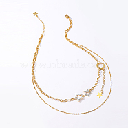 Stainless Steel Star Pendant Necklace, Double Layer Necklaces for Women(NX1686)