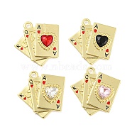 Alloy with Enamel Pendants, Playing Card Charms, with Mixed Color Glass, Golden, 24x25x4mm, Hole: 2mm(FIND-G062-22G)