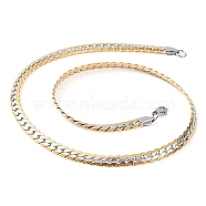 304 Stainless Steel Twist Chain Necklaces for Women, Golden & Stainless Steel Color, 19.65~19.69 inch(49.9~50cm), 7mm wide(NJEW-G140-08A-GP)