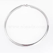 304 Stainless Steel Necklaces, with Lobster Clasps, Stainless Steel Color, Inner Diameter: 13.7cm(5-3/8 inch), 8x2mm(NJEW-D274-04P)