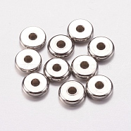 304 Stainless Steel Beads, Flat Round, Stainless Steel Color, 7x2mm, Hole: 2mm(STAS-F149-13P-D)