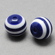 Round Striped Resin Beads, Dark Blue, 20x18mm, Hole: 3mm(RESI-R158-20mm-12)