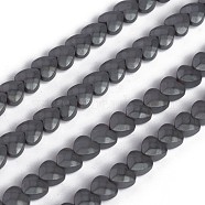 Non-magnetic Synthetic Hematite Beads Strands, Faceted, Heart, 4x4x2.5mm, Hole: 0.8mm, about 107pcs/strand, 15.9 inch(40.4cm)(G-I273-13)