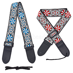 CHGCRAFT 2Pcs 2 Colors Polyester & Nylon Strap, with Cotton Rope, for Guitar, Ukulele Handle, Mixed Color, 832~1400x49x2mm, Hole: 3.5mm, 1pc/color(AJEW-CA0002-24)