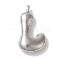 Non-Tarnish 304 Stainless Steel Pendants, Balloon Letter Charm, Stainless Steel Color, Letter L, 25.5x14x6mm, Hole: 2mm(STAS-M017-08P-12)