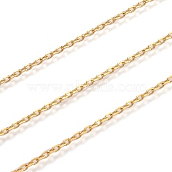Ion Plating(IP) 304 Stainless Steel Cable Chains, Diamond Cut Chains, Soldered, Oval, Golden, 2x1.2x0.4mm(X-CHS-H009-02G)