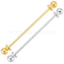 2Pcs 2 Colors Brass Tie Clip, Shirt Collar Brooch for Men Women, Platinum & Golden, 60.5x6mm, 1pc/color(AJEW-CY0002-65)