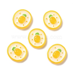 Opaque Resin Cabochons, DIY Accessories, Phone Case Decoration, Oval with Pineapple Pattern, Gold, 23x20.5x6.5mm(CRES-M010-02)