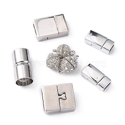 Alloy Magnetic Clasps, Mixed Style, Platinum, 20~30x9~17x6~7mm, Hole: 1~4x11mm(PALLOY-MSMC009-03)