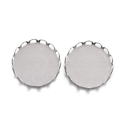 304 Stainless Steel Cabochon Settings, Lace Edge Bezel Cups, Flat Round, Stainless Steel Color, Tray: 18mm, 19x3mm(STAS-P249-16D-P)
