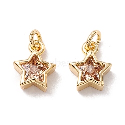 Brass Cubic Zirconia Charms, Real 18K Gold Plated, Star, Camel, 9x7.5x3mm, Hole: 2.5mm(FIND-Z005-02B)