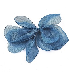Bowknot Organza Ornament Accessories, For DIY Jewelry Making Craft, Steel Blue, 85~92x37~50mm(FIND-S303-04E-1)