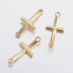 304 Stainless Steel Links connectors, Cross, Golden, 30x14x2mm, Hole: 2mm(X-STAS-F155-10G)