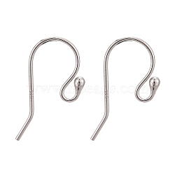 Anti-Tarnish Rhodium Plated 925 Sterling Silver Earring Hooks, Platinum, 20x10mm, Pin: 0.8mm(STER-I005-49P)