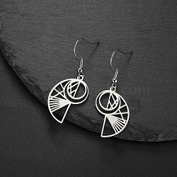 304 Stainless Steel Dangle Earrings, Hollow Conch, Stainless Steel Color, 24x17mm(FS-WGB851A-01)