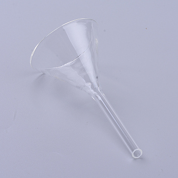 Transparent Glass Funnel Hopper, for Water Bottle Liquid Transfer, Clear, 92~96x53.5mm, Hole: 4.5mm